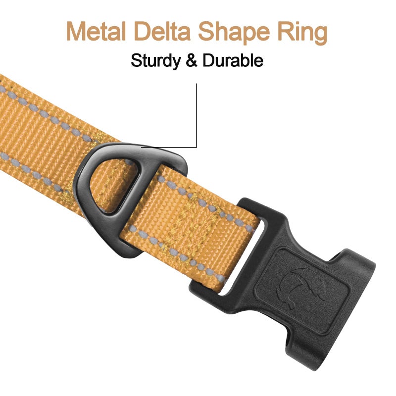 Joytale Reflective Dog Collar, Soft Neoprene Padded, Metal D-Ring, Nylon Pet Collar Adjustable for Puppy and Small Dogs, Khaki, XS - Image 3